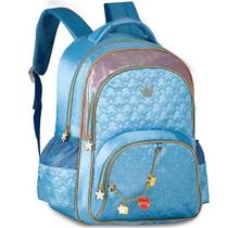 Mochila Escolar Juvenil Azul Feminina Costas Alças Tam G