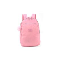 Mochila Escolar Juvenil Chaveiro Pompom Rosa Up4you