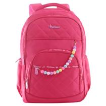 Mochila Escolar Juvenil Faculdade Feminina Impermeável Rosa Choque