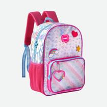 Mochila Escolar Juvenil Holográfica Prata Glitter Clio Style Mochila Escolar Juvenil Holográfica Prata Glitter Clio Style