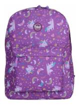 Mochila Escolar Juvenil Impermeável Rabisk Unicórnio RK2336 Roxa