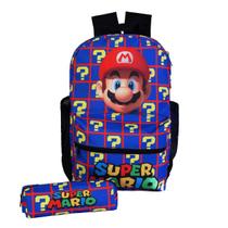 Mochila Escolar Juvenil Mario Bros Costas Reforçado e Estojo