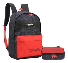 Mochila Escolar Juvenil Masculina Hot Wheels Costas G Estojo Mochila Escolar Juvenil Masculina Hot Wheels Costas G Estojo