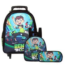 Mochila Escolar Juvenil Masculina Reforçada Rodinha Ben 10