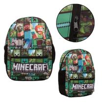 Mochila Escolar Juvenil Minecraft Masculina Verde Lançamento