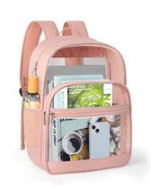 Mochila Escolar KIMNERPU Transparente Rosa - Ideal para Viagens e Segurança