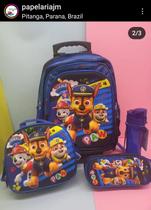 Mochila Escolar kit 3D Lancheira + Estojo Rodinhas auto relevo