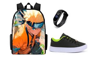 Mochila Escolar lançamento Personalizada masculina Top Com Tenis E Relogio