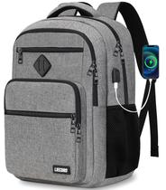 Mochila escolar LIECDRO cinza para laptop de 15,6 polegadas com porta USB Mochila escolar LIECDRO cinza para laptop de 15,6 polegadas com porta USB