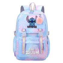 Mochila Escolar Lilo Stitch Infantil Volta As Aulas Bolsa Envio Sortido Com 2 Chaveiro Stitch e Angel