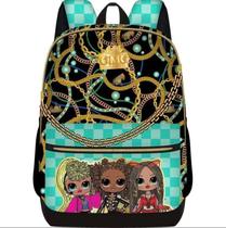 MOCHILA ESCOLAR LOL OMG FASHION GOLD - PRETO Preta