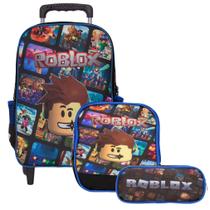 Mochila Escolar Masculina Rodinha Roblox Lancheira Infantil