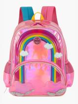 Mochila Escolar Menina De Costas Arco-Íris Holográfica Rosa Mochila Escolar Menina De Costas Arco-Íris Holográfica Rosa
