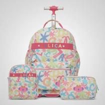 Mochila Escolar Meninas Pacific Multicolorido Geométrico Com Rodas