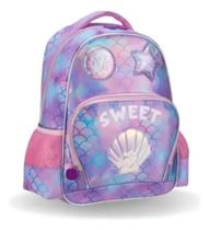 Mochila Escolar Meninas Sweet Concha Sereia Estrela Costas G
