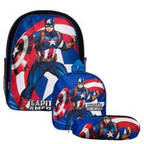 Mochila Escolar Menino Creche Capitão América Herói Marvel