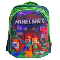 Mochila Escolar Menino Game Craft Infantil Reforçada de Costass Grande