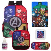 Mochila Escolar Menino Reforçada Avengers + Itens Toys 2U