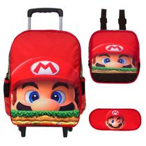 Mochila Escolar Menino Super Mario Vermelha Rodinha Toys 2U Mochila Escolar Menino Super Mario Vermelha Rodinha Toys 2U