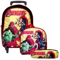 Mochila Escolar Menino Vingadores Rodinha Lancheira Infantil