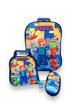 Mochila escolar minecraft + estojo e lancheira