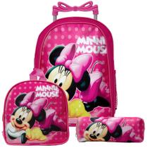 Mochila Escolar Minnie Bolsa Rodinha Kit Lancheira+Estojo