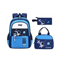 Mochila escolar MITOWERMI 46 cm azul para crianças com lancheira Mochila escolar MITOWERMI 46 cm azul para crianças com lancheira