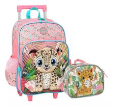 Mochila Escolar Onça Oncinha Up4you Rodinhas G + Lancheira Mochila Escolar Onça Oncinha Up4you Rodinhas G + Lancheira