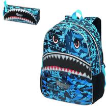 Mochila Escolar Pack Me Shark Attack com estojo