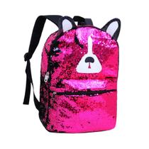 Mochila Escolar Paetê Mágico Girls Cachorro Pink - Clio