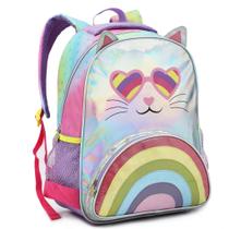 Mochila Escolar Passeio Feminina Juvenil Adolescente Grande - Gatinha holográfica 2 Mochila Escolar Passeio Feminina Juvenil Adolescente Grande - Gatinha holográfica 2