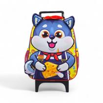 Mochila Escolar Passeio Rodinha Bichinho Animais 3D Lobinho Mochila Escolar Passeio Rodinha Bichinho Animais 3D Lobinho