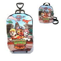 Mochila Escolar Patrulha Canina Dino Rescue 3D de Rodinhas Maxtoy