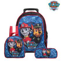 Mochila Escolar Patrulha Canina Rodinha Kit Lancheira+Estojo