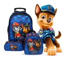 Mochila Escolar Patrulha Canina Rodinhas com Lancheira termica e estojo Mochila Escolar Patrulha Canina Rodinhas com Lancheira termica e estojo