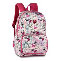 Mochila Escolar Prateada Feminina Holográfica - Rosa