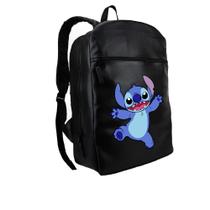 Mochila Escolar Preta Meninas Stitch Alças Reforçadas Volta as Aulas