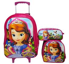 Mochila Escolar Princesa Sofia com Rodinhas com Lancheira termica e estojo Mochila Escolar Princesa Sofia com Rodinhas com Lancheira termica e estojo