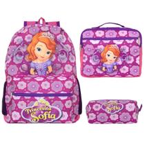 Mochila Escolar Princesa Sofia Passeio + Lancheira Infantil