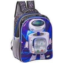 Mochila Escolar Robô Espacial Alças Costas Infantil Tam G