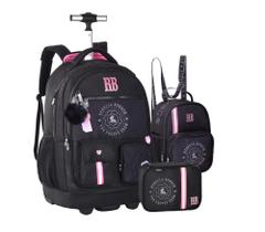 Mochila Escolar Rodinha com Lancheira e Estojo Rebecca Bonbon Original Clio