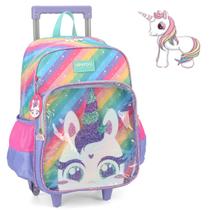 Mochila Escolar Rodinha Feminina Unicórnio Arco Iris Up4You