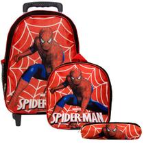 Mochila Escolar Rodinha Homem Aranha com Lancheira Infantil