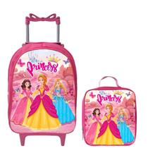 Mochila Escolar Rodinha Infantil Menina + Lancheira Termica