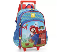 Mochila Escolar Rodinha Infantil Super Mario Bros - Luxcel