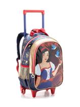 Mochila Escolar Rodinhas Branca de Neve Original Azul DL1460 Mochila Escolar Rodinhas Branca de Neve Original Azul DL1460