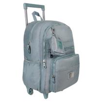 Mochila Escolar Rodinhas Cinza Trendy 4 Zípers Com Bolsinha