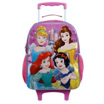 Mochila Escolar Rodinhas Infantil Princesas com Glitter Tamanho G 16 Mala com Rodas Xeryus Ref 11560