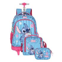 Mochila Escolar Rodinhas + Lancheira Térmica + Estojo 100 Lápis Stitch Mochila Escolar Rodinhas + Lancheira Térmica + Estojo 100 Lápis Stitch