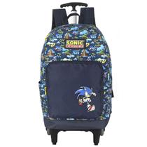 Mochila Escolar Rodinhas Sonic The Hedgehog Luxcel Reforçada Azul